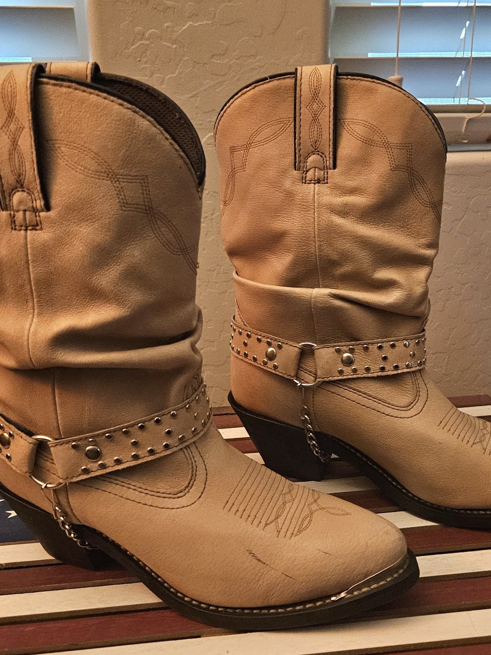Shyanne- Studded Tan Western Heeled Boots for Women - Picture 2 of 4